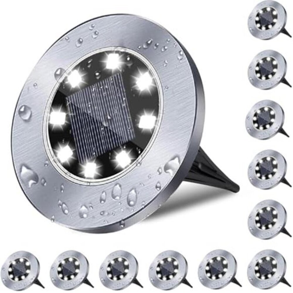 Solar Ground Lights Outdoor Waterproof Pathway Landscape Garden Walkway 12 Pack